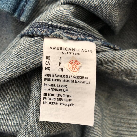 American Eagle Women's Denim Long Sleeve Button-Up Shirt Size‎ Small NWT Stylish - Picture 4 of 11